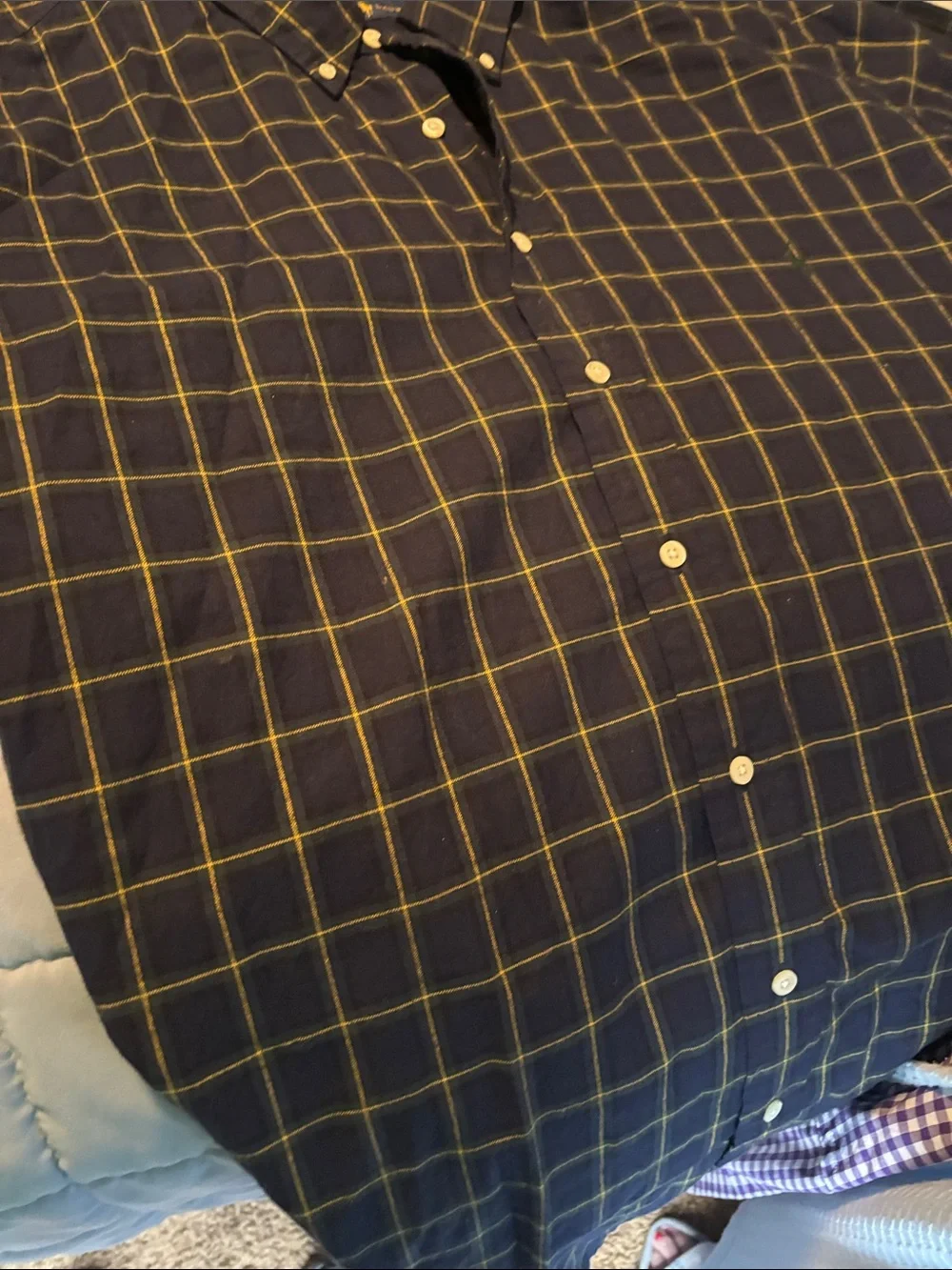 Polo by Ralph Lauren Navy Shirt with Yellow Windowpane Check
